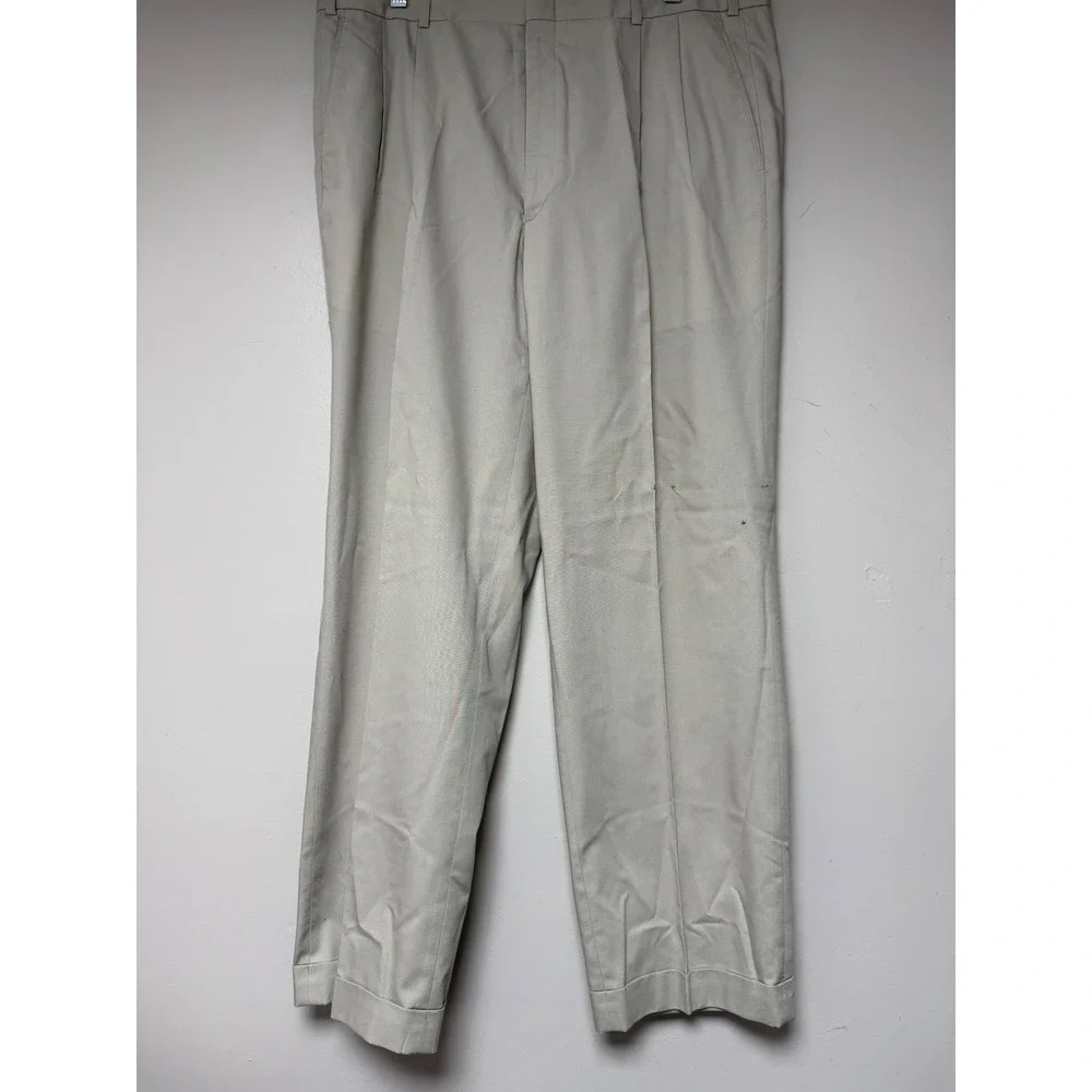Brooks Brothers 346 Stretch Khaki Dress Pants Mens 34x31 Pleated‎ Flat Front